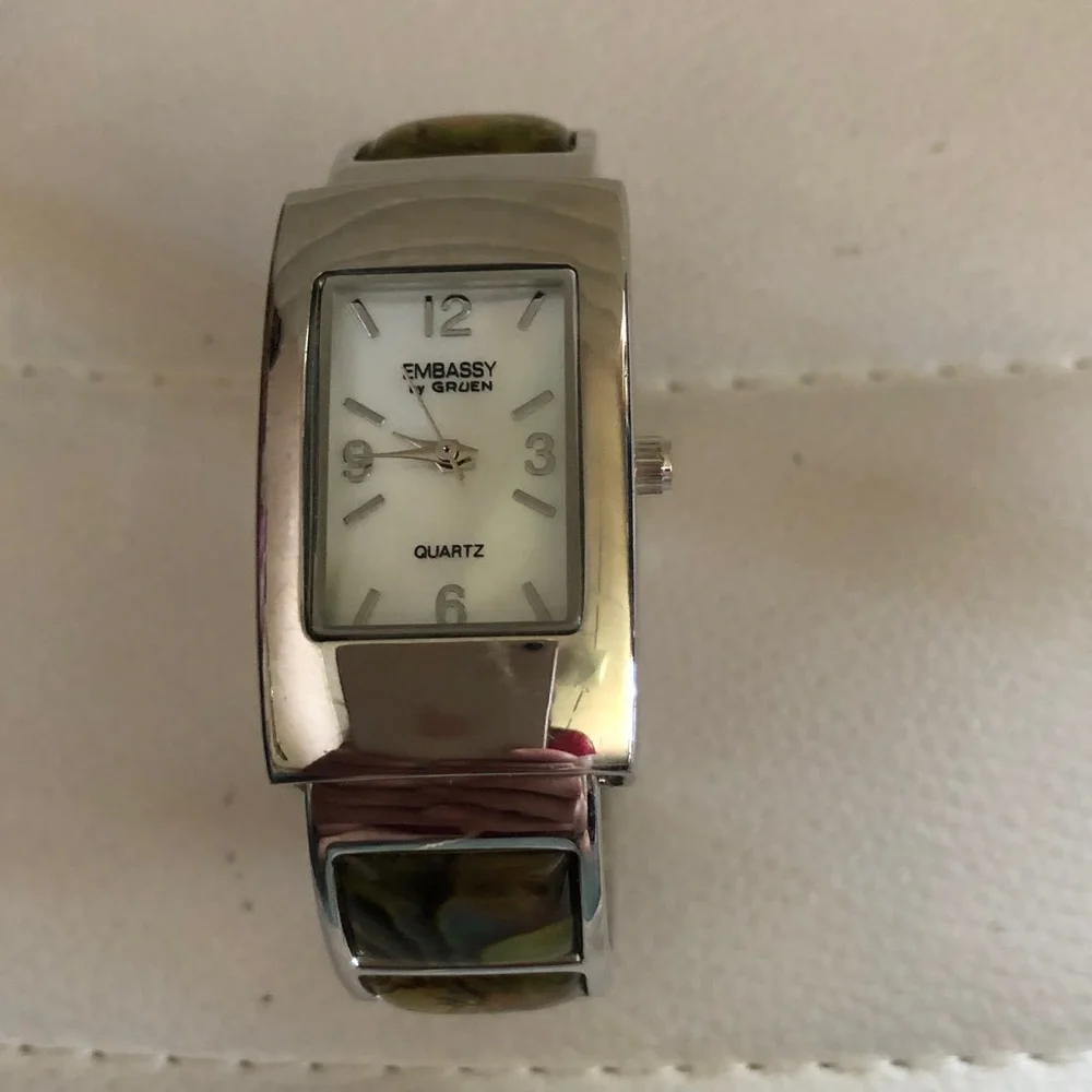 Bass Women's Silver Tone Rectangular Bracelet Watch